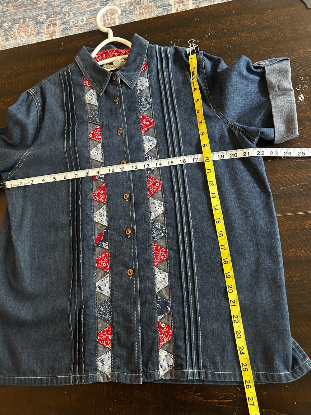 Vintage Koret City Blues women's patchwork bandana denim button-up shirt. - Picture 8 of 11